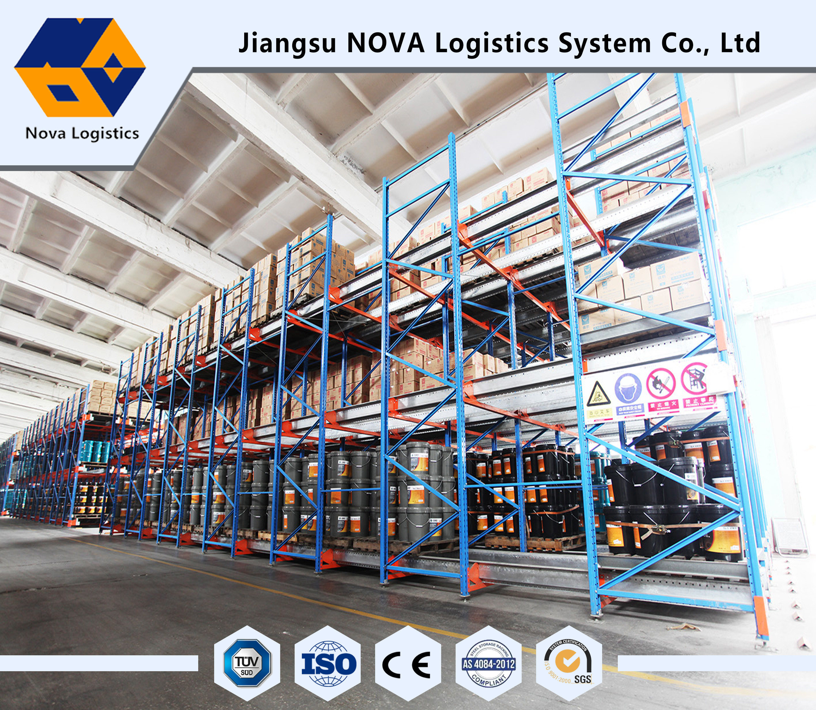 Capacité 1500kg par défilement ligne par ligne de palette de navette pour les centres serveurs de distribution logistiques